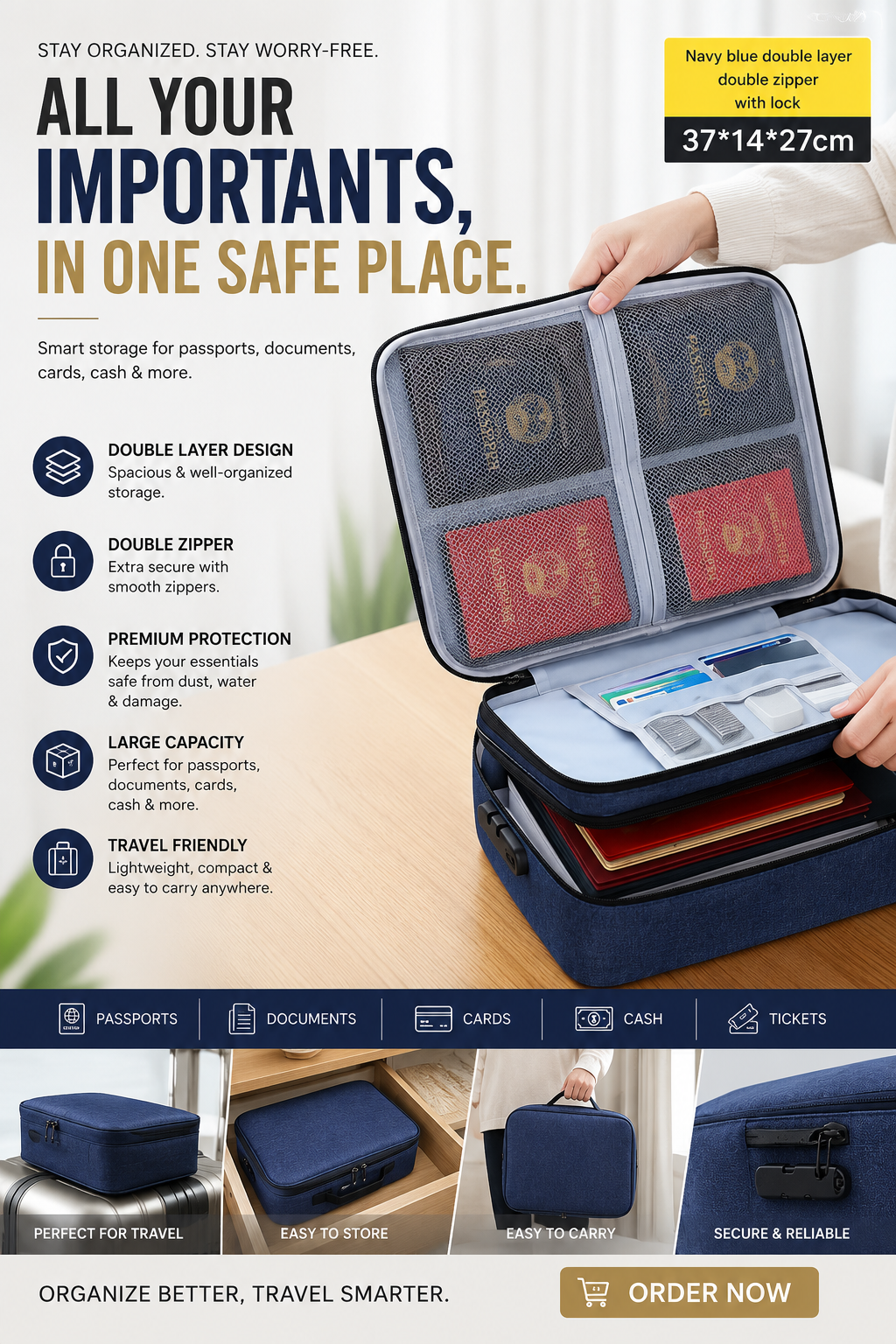 Waterproof Portable Document Storage Bag Travel