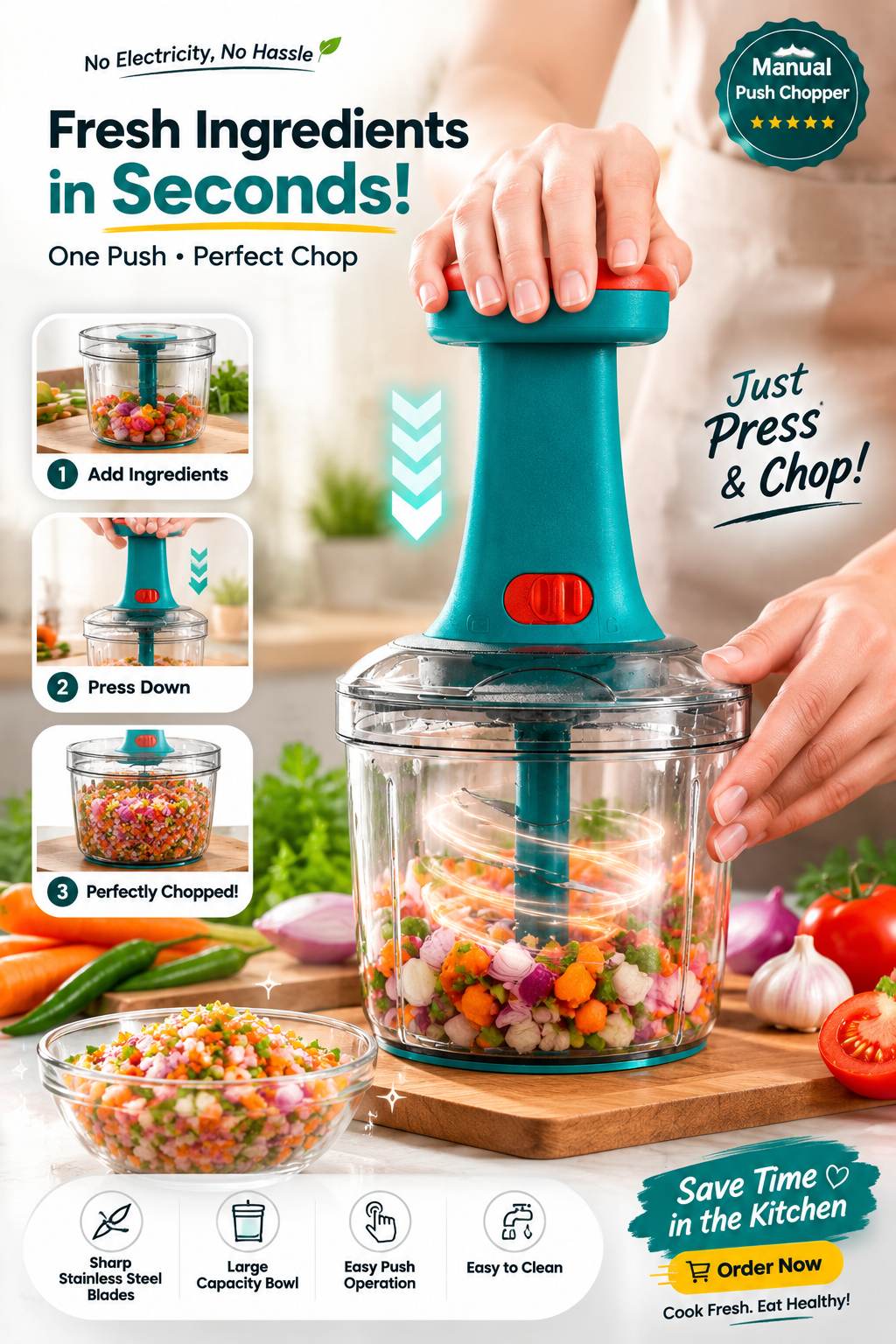 Manual Hand Press Push Chopper
