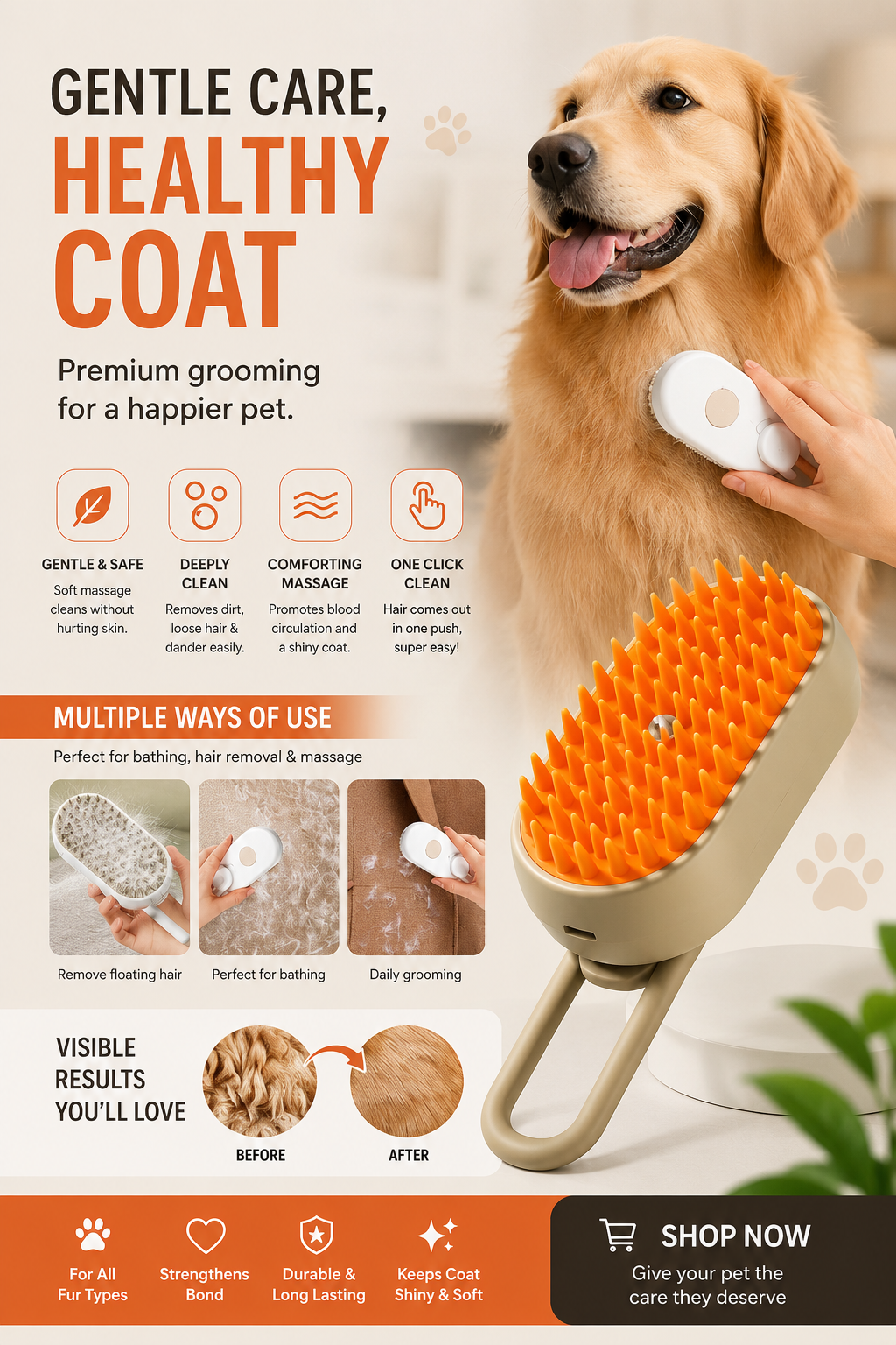 Steam Brush for Dog/Cat